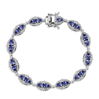 D'Joy Tanzanite, Moissanite Nature Luxe Vine Bracelet in Rhodium Over Sterling Silver (7.25 In) 6.25 ctw