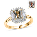 D'Joy AAA Turkizite and Diamond 2.20 ctw Sunset Halo Ring in 18K Vermeil Yellow Gold Over Sterling Silver - Sticky add to cart bar