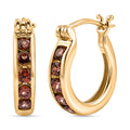 D'Joy AAA Red Zircon Regal Ruby Hoop Earrings in 18K Vermeil YG Over Sterling Silver 1.10 ctw - Sticky add to cart bar