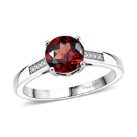 D'Joy Mozambique Garnet and White Zircon 1.10 ctw Ring in Rhodium Over Sterling Silver (Size 4.0)