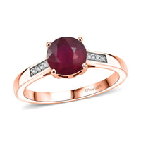 D'Joy Niassa Ruby (FF) and White Zircon 2.20 ctw Ring in 18K Vermeil Rose Gold Over Sterling Silver (Size 10.5)