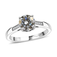 D'Joy Moissanite 1.25 ctw Ring in Rhodium Over Sterling Silver (Size 6.5)