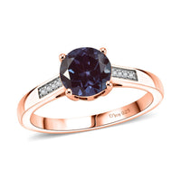 D'Joy Lab Grown Alexandrite and White Zircon 2.20 ctw Ring in 18K Vermeil Rose Gold Over Sterling Silver (Size 8.5)