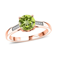 D'Joy Hebei Peridot and White Zircon 1.40 ctw Ring in 18K Vermeil Rose Gold Over Sterling Silver (Size 7.5)