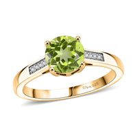D'Joy Hebei Peridot and White Zircon 1.40 ctw Ring in 18K Vermeil Yellow Gold Over Sterling Silver (Size 6.0)