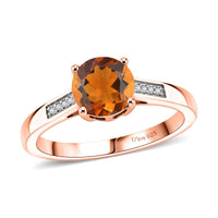 D'Joy Santa Ana Madeira Citrine and White Zircon 1.40 ctw Ring in 18K Vermeil Rose Gold Over Sterling Silver (Size 10.0)