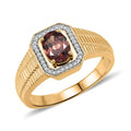 D'Joy AAA Red Zircon, Moissanite Mens Ring in 18K Vermeil YG Over Sterling Silver (Size 10.0) 2.00 ctw - Sticky add to cart bar