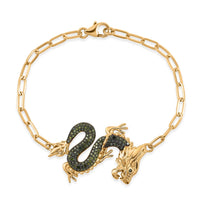 GP Trionfo Collection Green Diamond 0.90 ctw Dragon Bracelet in 18K Vermeil Yellow Gold Sterling Silver (7.25 In)