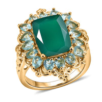 EverTrue Verde Onyx, Apatite Cluster Ring in 18K YG Plated (Size 6.0) 8.25 ctw