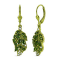 D'Joy Chrome Diopside and Moissanite 1.40 ctw Leaf Drop Earrings in Green E-coat Sterling Silver (Ships in 3-5 Days) - Sticky add to cart bar