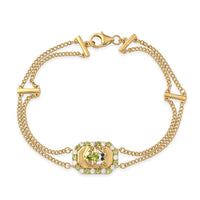 GP Hebei Peridot, Multi Gemstone Chain Bracelet in 18K Vermeil YG Over Sterling Silver (7.25 In) 1.35 ctw