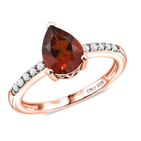 D'Joy Premium Brazilian Cherry Citrine and White Zircon 2.00 ctw Ring in 18K Vermeil Rose Gold Over Sterling Silver (Size 10.0)