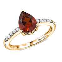 D'Joy Premium Brazilian Cherry Citrine and White Zircon 2.00 ctw Ring in 18K Vermeil Yellow Gold Over Sterling Silver (Size 7.5)