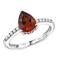 D'Joy Premium Brazilian Cherry Citrine and White Zircon 2.00 ctw Ring in Rhodium Over Sterling Silver (Size 4.5)