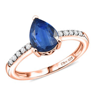 D'Joy Premium Kashmir Blue Kyanite and White Zircon Fashion Ring in 18K Vermeil Rose Gold Over Sterling Silver (Size 10.0) 2.50 ctw