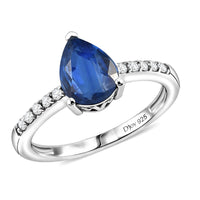 D'Joy Premium Kashmir Blue Kyanite and White Zircon Fashion Ring in Rhodium Over Sterling Silver (Size 9.5) 2.50 ctw