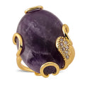 African Amethyst and Simulated Diamond 30.20 ctw Ring (Adjustable) in Silvertone - Sticky add to cart bar