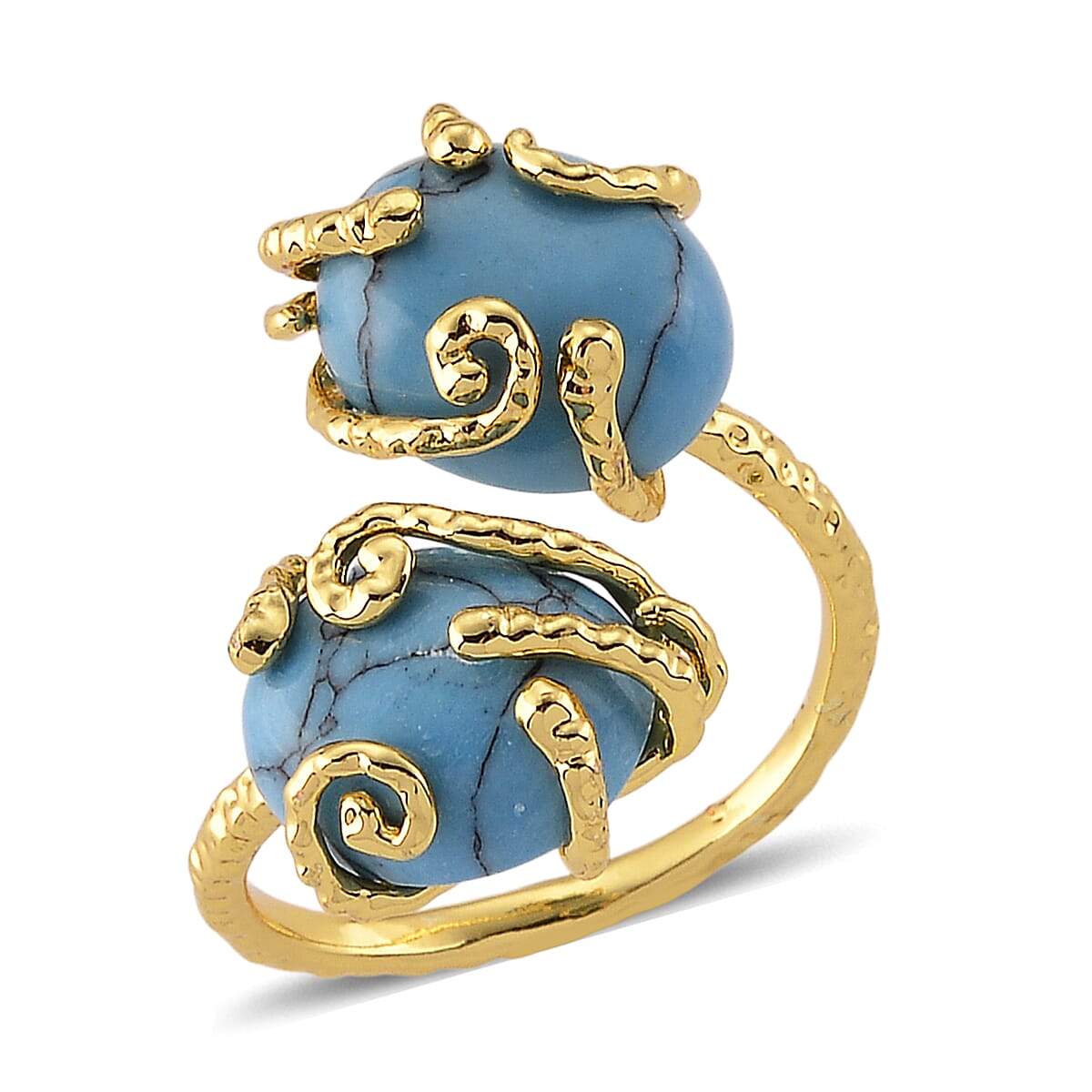 Blue Howlite 10.00 ctw Ring (Adjustable) in Silvertone