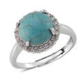 Blue Howlite and Simulated Diamond 5.00 ctw Ring (Adjustable) in Silvertone - Sticky add to cart bar