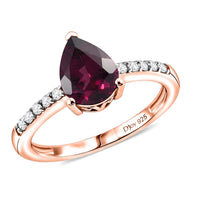 D'Joy Orissa Rhodolite Garnet and White Zircon 2.45 ctw Ring in 18K Vermeil Rose Gold Over Sterling Silver (Size 4.5)