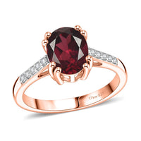 D'Joy Orissa Rhodolite Garnet and White Zircon 2.50 ctw Ring in 18K Vermeil Rose Gold Over Sterling Silver (Size 10)