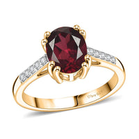 D'Joy Orissa Rhodolite Garnet and White Zircon 2.50 ctw Ring in 18K Vermeil Yellow Gold Over Sterling Silver (Size 11.5)