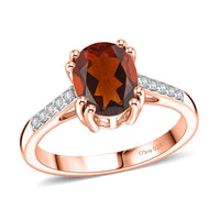 D'Joy Premium Red Citrine and White Zircon 2.00 ctw Ring in 18K Vermeil Rose Gold Over Sterling Silver (Size 7.5)