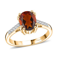 D'Joy Premium Red Citrine and White Zircon 2.00 ctw Ring in 18K Vermeil Yellow Gold Over Sterling Silver (Size 8.0)