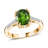 D'Joy Chrome Diopside and White Zircon 2.25 ctw Ring in 18K Vermeil Yellow Gold Over Sterling Silver (Size 7)