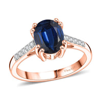 D'Joy Premium Kashmir Blue Kyanite and White Zircon Ring in 18K Vermeil Rose Gold Over Sterling Silver (Size 12.0) 2.50 ctw