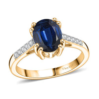 D'Joy Premium Kashmir Blue Kyanite and White Zircon Ring in 18K Vermeil Yellow Gold Over Sterling Silver (Size 4.5) 2.50 ctw