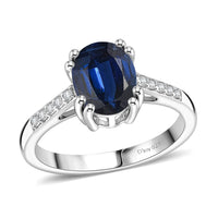 D'Joy Premium Kashmir Blue Kyanite and White Zircon Ring in Rhodium Over Sterling Silver (Size 5.0) 2.50 ctw