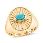 D'Joy Passport to Israel Lagoon Turquoise Men's Ring in 18K Vermeil YG Over Sterling Silver (Size 10.0) 0.50 ctw