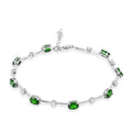 Natural Chrome Diopside and White Corundum 4.00 ctw Bracelet in Rhodium Over Sterling Silver (7-8In) - Sticky add to cart bar