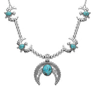 D'Joy Artisan Crafted Premium Blue Moon Turquoise 8.00 ctw Necklace in Sterling Silver 18-20 Inches