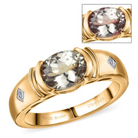 Certified & Appraised D'Joy Premium Turkizite, Moissanite Ring in 18K Vermeil YG Over Sterling Silver (Size 7.0) 1.65 ctw