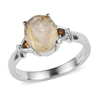 EverTrue Cassiopeia Mystic Topaz, Simulated Orange Diamond Ring in Stainless Steel (Size 10.0) 3.60 ctw