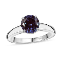 D'Joy Lab Grown Alexandrite and Moissanite 2.85 ctw Ring in Rhodium Over Sterling Silver (Size 7.0)