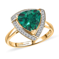 D'Joy Lab Grown Emerald and Moissanite 4.00 ctw Ring in 18K Vermeil Yellow Gold Over Sterling Silver (Size 7.5)