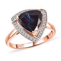 D'Joy Lab Grown Alexandrite and Moissanite 4.00 ctw Ring in 18K Vermeil Rose Gold Over Sterling Silver (Size 7.5)