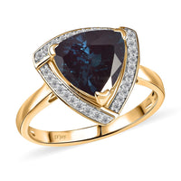 D'Joy Lab Grown Alexandrite and Moissanite 4.00 ctw Ring in 18K Vermeil Yellow Gold Over Sterling Silver (Size 6.0)