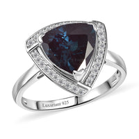 D'Joy Lab Grown Alexandrite and Moissanite 4.00 ctw Ring in Rhodium Over Sterling Silver (Size 7.0)