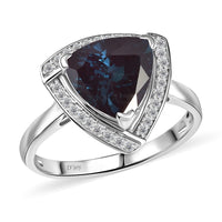 D'Joy Lab Grown Alexandrite and Moissanite 4.00 ctw Ring in Rhodium Over Sterling Silver (Size 8.5)