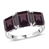D'Joy Assher Cut Lab Grown Alexandrite 6.10 ctw Ring in Rhodium Over Sterling Silver (Size 8.5)
