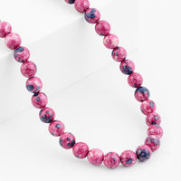 Red Blue Dragon Agate 175.00 ctw Beaded Necklace in Silvertone (18 Inches)