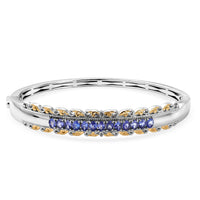 EverTrue Tanzanite Victorian Filigree Bangle Bracelet in 18K YG Plated and Platinum Bond (6.50 In) 2.35 ctw