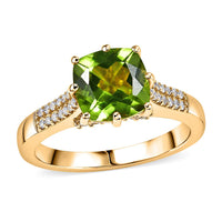 EverTrue Hebei Peridot and White Zircon 2.75 ctw Ring in 18K YG Plated