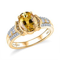 SGL Certified Luxoro 10K Yellow Gold AAA Yellow Sapphire, Natural Yellow Diamond and White Diamond (I2) (0.35 cts) Ring (Size 10.0) 2.60 ctw