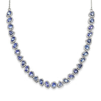 D'Joy Tanzanite, Moissanite Necklace (18-20 Inches) in Rhodium Over Sterling Silver 8.10 ctw