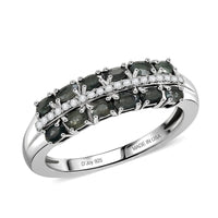 D'Joy Narsipatnam Alexandrite, Lab Grown Diamond (G-H, SI) Band Ring in Rhodium Over Sterling Silver (Size 10.0) 0.90 ctw